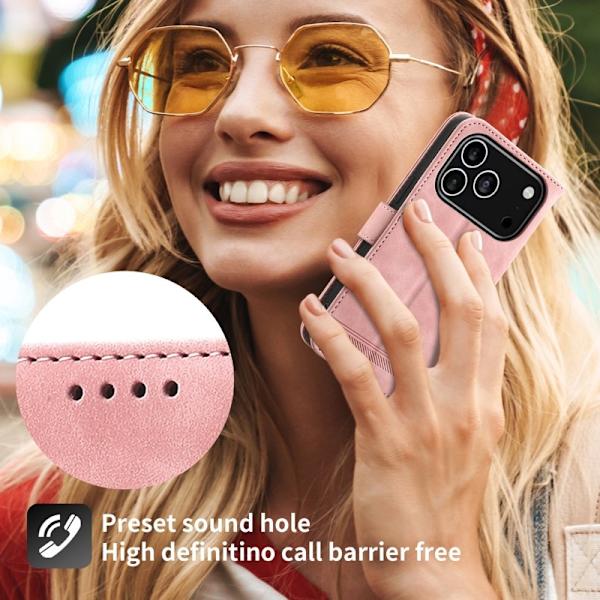 DIERFENG DF-03 Plånboksfodral för iPhone 17 Pro Konstläder - Rosa