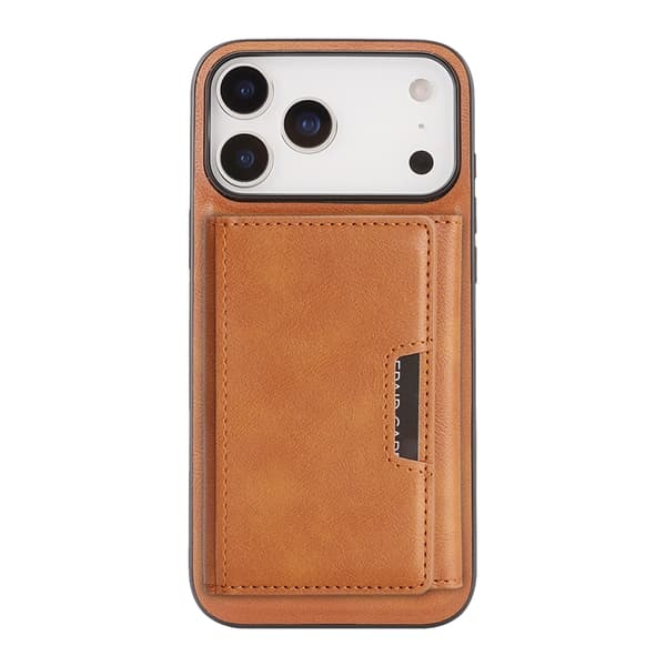 Mobilskal till iPhone 17 Pro Max MagSafe Kickstand Tri-fold Korthållare Brun