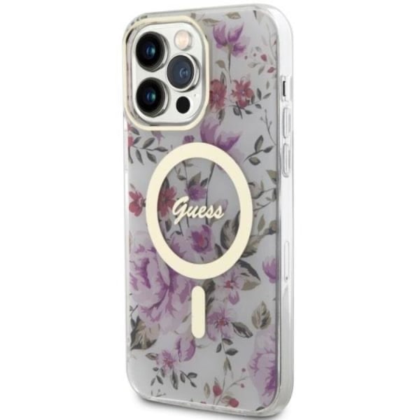 Guess iPhone 14 Pro Max -kännykkäkuori MagSafe Flower - läpinäkyvä