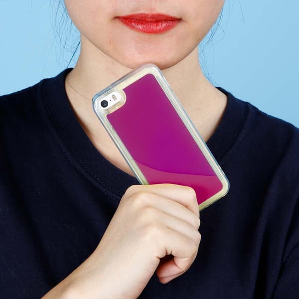 Liquid Neon Sand -kuori iPhone 5/5s/SE - Violet Rosa