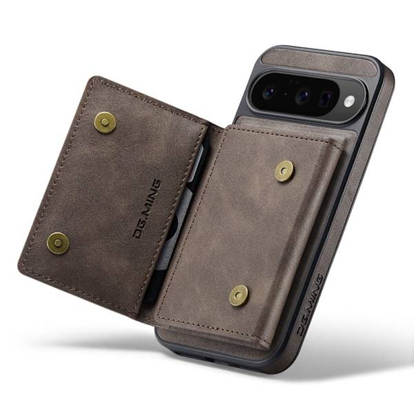DG.MING Konstläder Plånboksfodral för Google Pixel 10 Pro - Brun