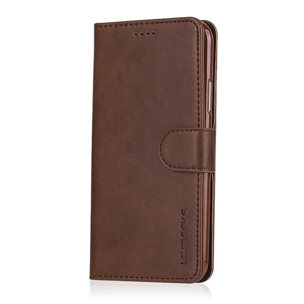 LC.IMEEKE Wallet Stand Mobilskal KonstLäder - Brun för iPhone X/10