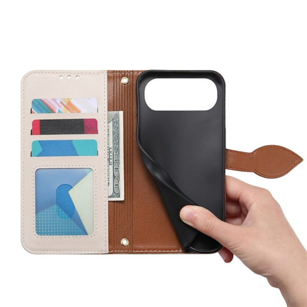 iPhone Air Plånboksfodral Leaf Magnetiskt Spänne Konstläder - Beige Beige