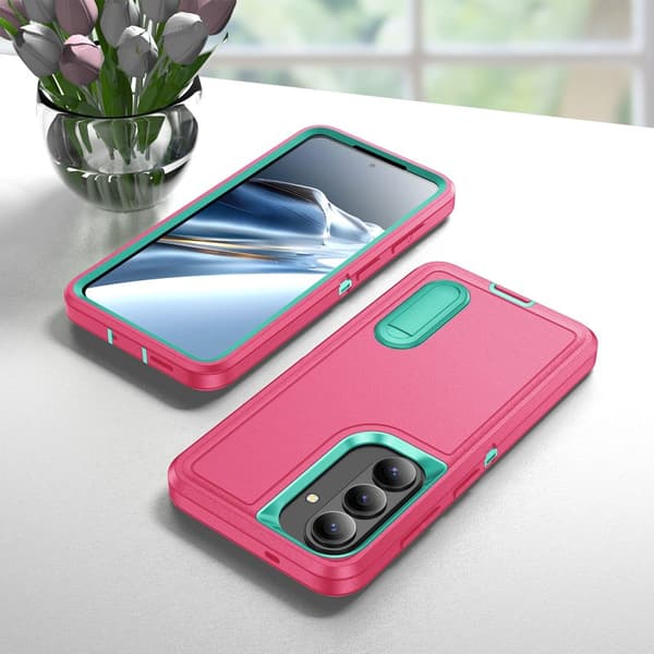 Mobilskal för Samsung Galaxy S26 Plus PC + Silikon Anti-Drop Kickstand - Rosa