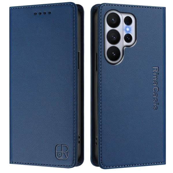 RINACASIS Samsung Galaxy S26 Ultra Plånboksfodral Konstläder RFID Skydd - Blå