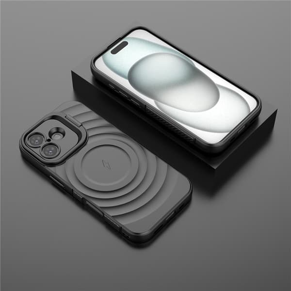 Mobilskal till iPhone 17 MagSafe Ripple Texture Kickstand - Svart Svart