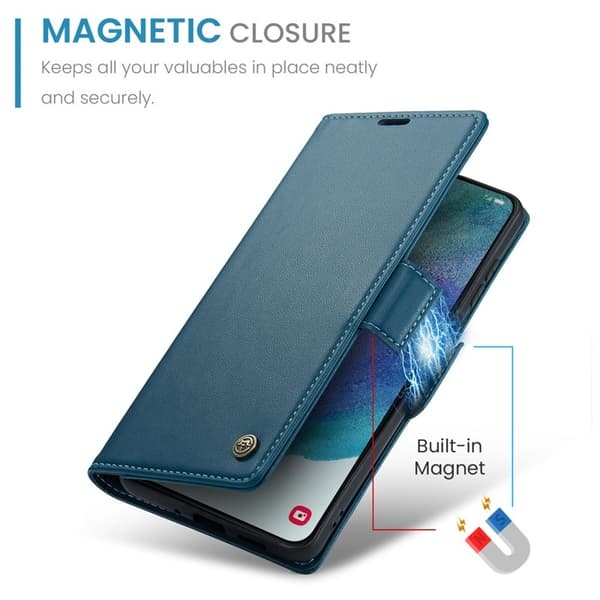 CASEME Plånboksfodral Konstläder för Samsung Galaxy S21 FE 5G - Blå
