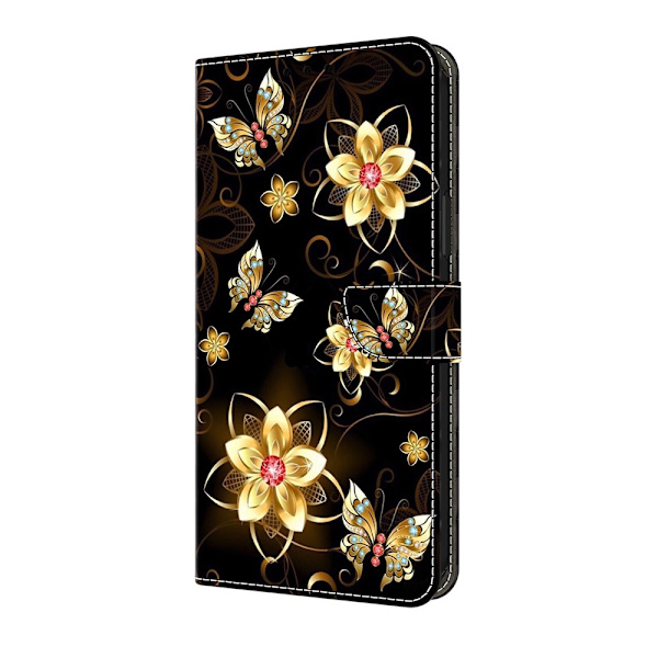 Galaxy A17/A26 Plånboksfodral Konstläder Pattern Printing Svart