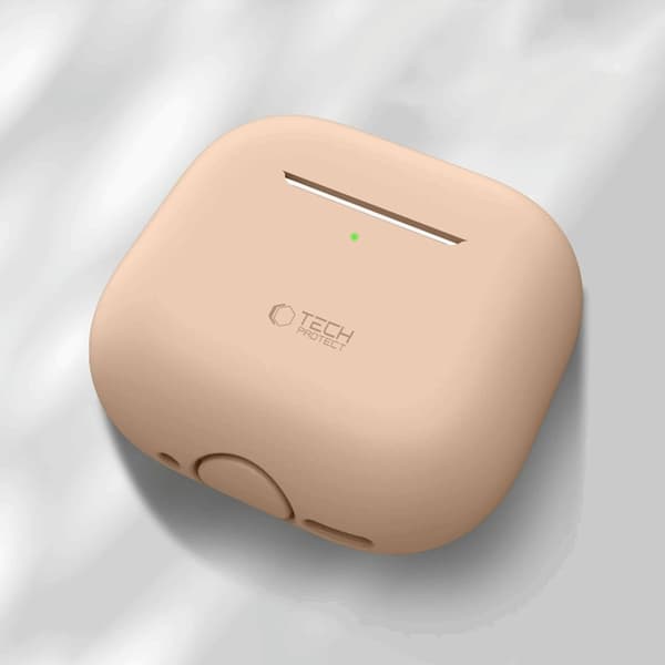 Tech-Protect AirPods 4-dæksel i silikone - Cafe Latte Brun
