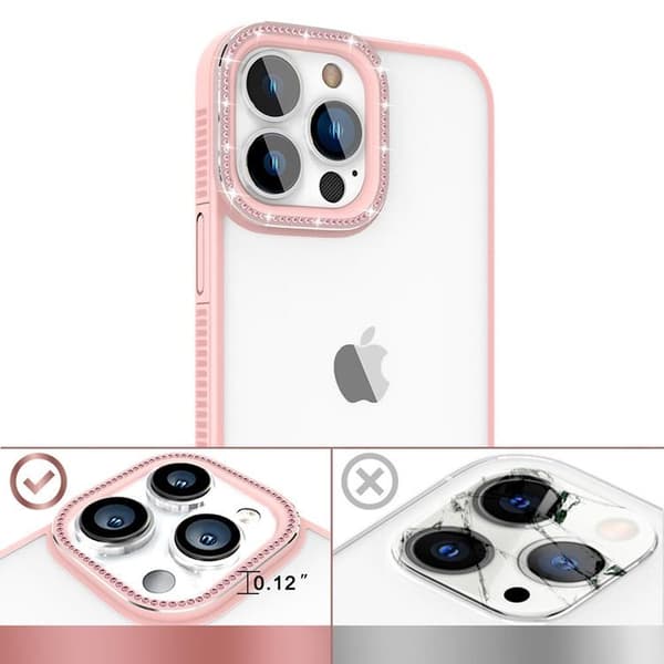 Kingxbar iPhone 13 Pro Skal Sparkles med Crystals - Rosa Rosa