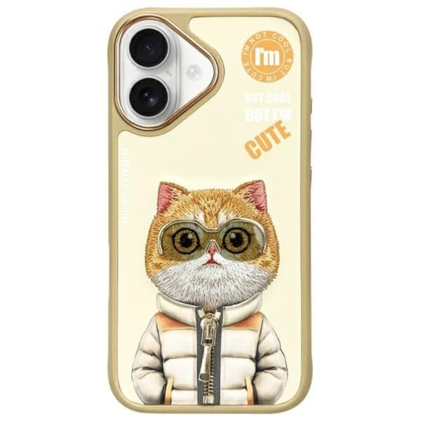 Nimmy Telefontaske til iPhone 16 Cool & Cute 2.0 Cat - Khaki Brun