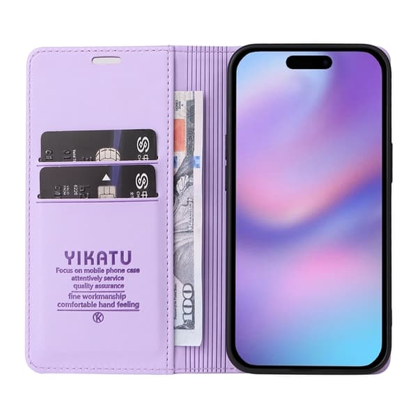 Yikatu iPhone 17 Plånboksfodral Closure - Ljuslila Lila