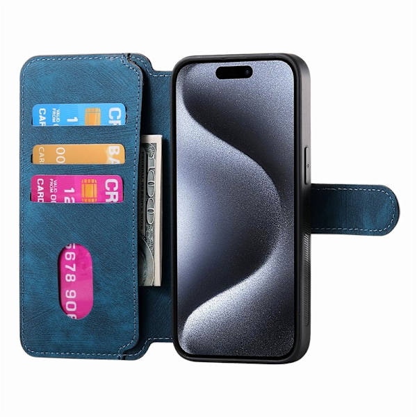 CASENEO iPhone 15 Pro Max Plånboksfodral Konstläder - Blå