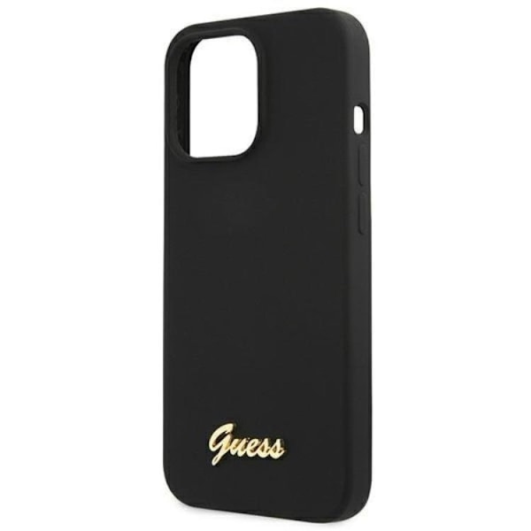 Guess iPhone 13 Pro Max Skal Magsafe Silicone Script Guld Logo - Svart Svart