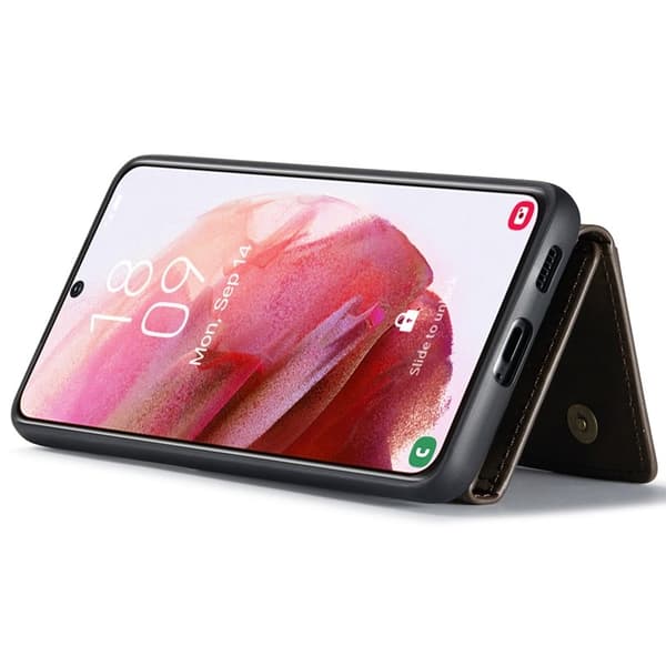 DG.MING Konstläder Plånboksfodral för Samsung Galaxy S22+ 5G - Brun