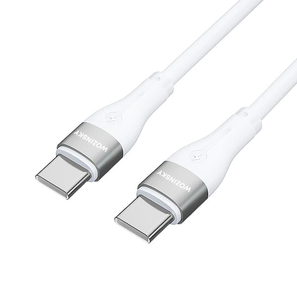Wozinsky USB-C till USB-C kabel PD 65W 2m - Vit Vit