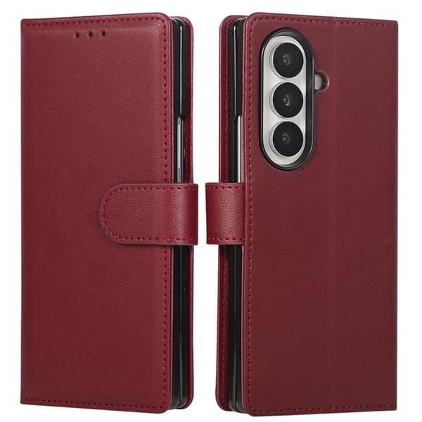 Galaxy Z Fold 7 Plånboksfodral Med Handledsrem - Vinröd Vinröd