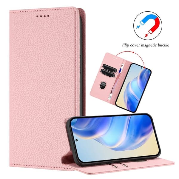 LITCHI Samsung Galaxy S26 / S26 Pro Plånboksfodral Konstläder RFID Skydd - Rosa