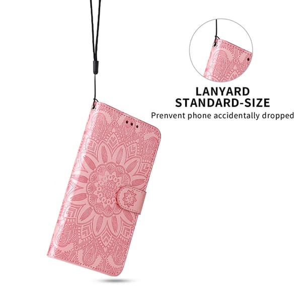 Galaxy S26 Edge Plånboksfodral Sunflower Imprint Konstläder - Rosa Rosa
