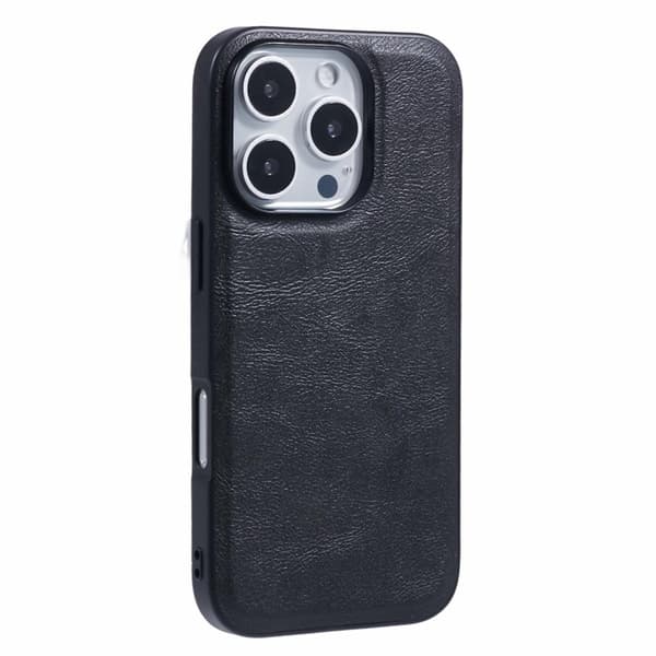 X-LEVEL Bojue-3 Mobilskal till iPhone 16 Pro Max MagSafe Läder Svart