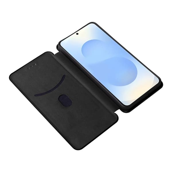 Samsung Galaxy S26 Skal Kolfiber Textur Stöttålig Konstläder - Svart