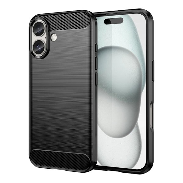 Telefontaske til iPhone 16 Silikone Carbon - Sort Black