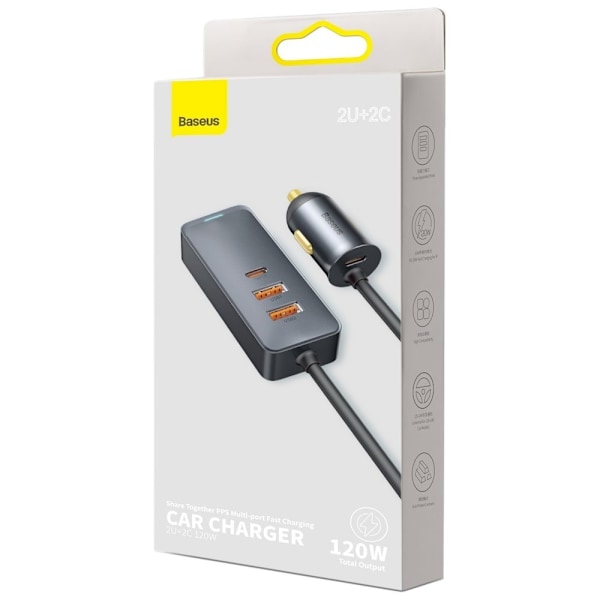 Baseus 2x USB / 2x USB-C billaddare 120W