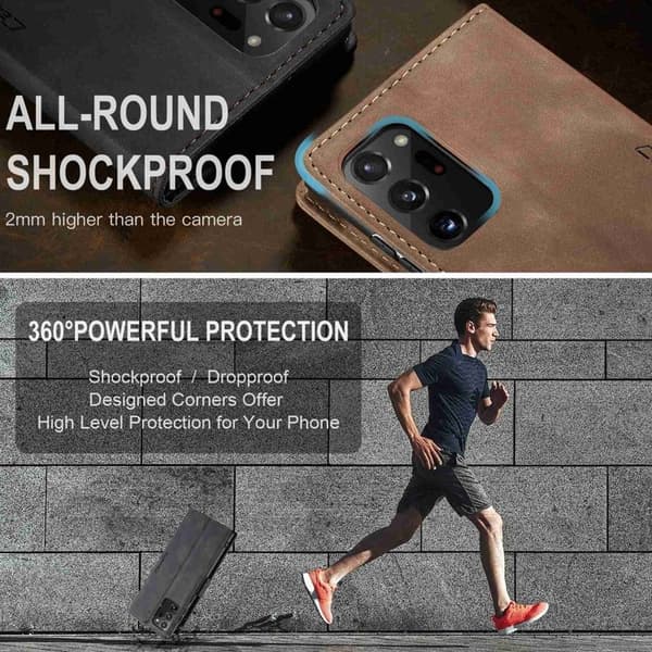 CASEME Plånboksfodral Konstläder för Samsung Galaxy Note20 Ultra - Svart