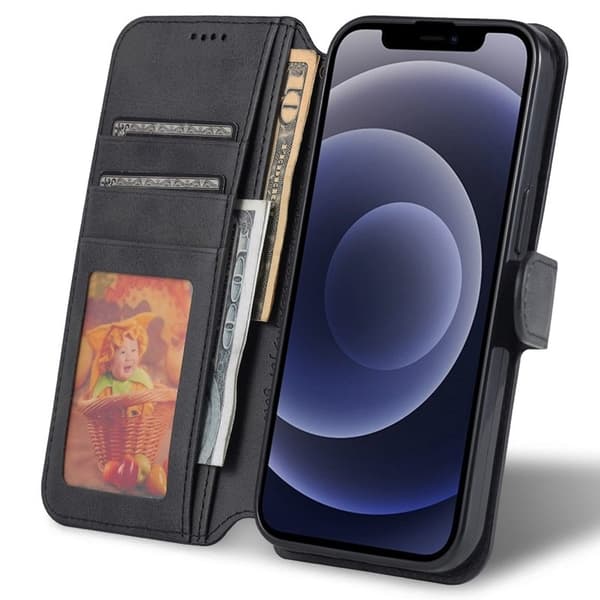 AZNS iPhone 14 Plånboksfodral Konstläder - Svart