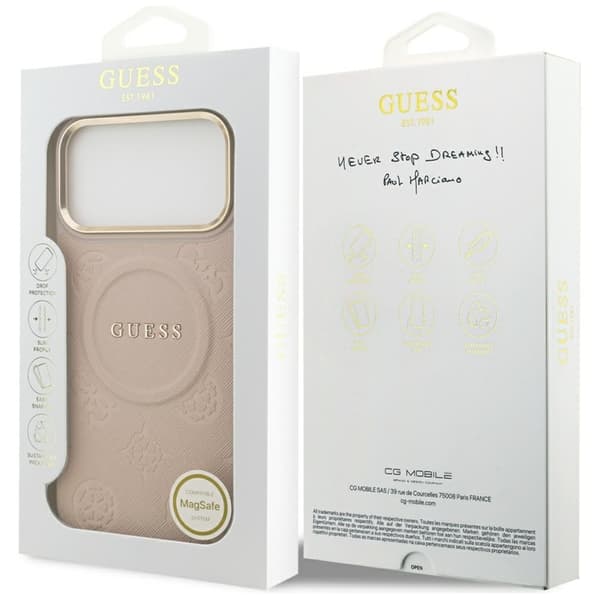 Guess Mobilskal till iPhone 17 Pro Magsafe Peony Hot Stamp - Rosa