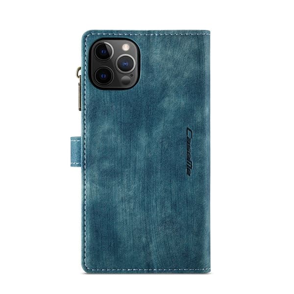 CASEME Konstläder Plånboksfodral för iPhone 12/12 Pro med rem - Grön