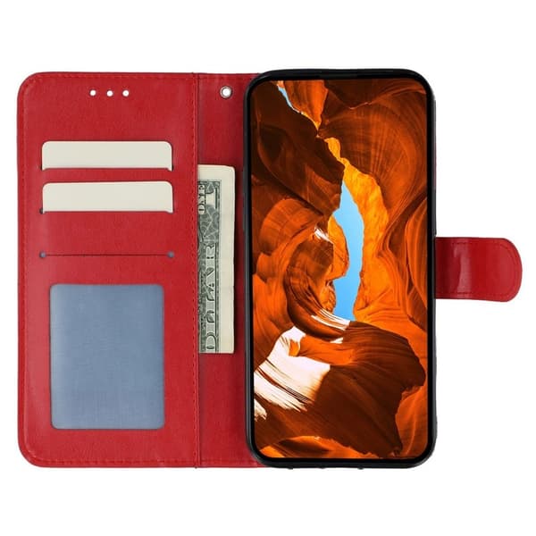 Samsung Galaxy S26 Plus Plånboksfodral Konstläder Flip med Rem - Röd
