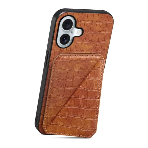 Mobilskal till iPhone 17 Korthållare Crocodile Textured - Brun Brun