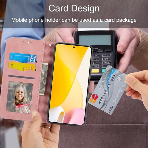 DIERFENG DF-03 Plånboksfodral i Konstläder - Rosa för Xiaomi 12T 5G