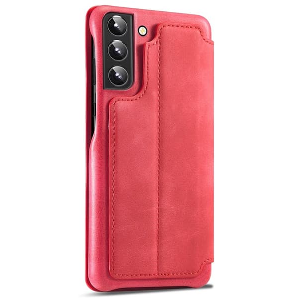 LC.IMEEKE Samsung Galaxy S22 5G Plånboksfodral Konstläder - Röd