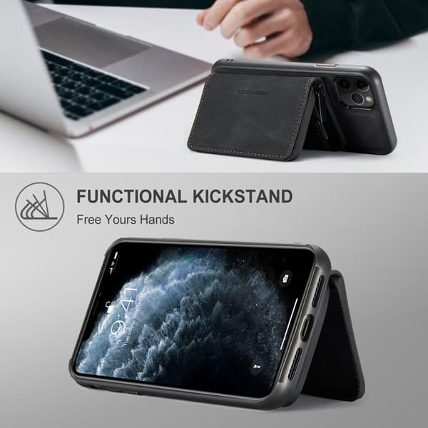 JEEHOOD Mobilskal till iPhone 11 Pro Max Konstläder TPU Svart