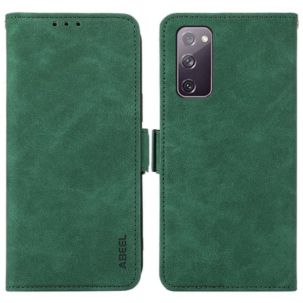 ABEEL Magnetic Konstläder Plånboksfodral för Samsung Galaxy S20 FE - Grön