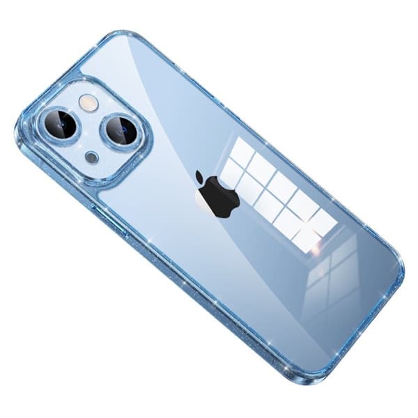 SULADA Mobilskal till iPhone 13 Tempererat Glas + Glitter TPU Ram Blå
