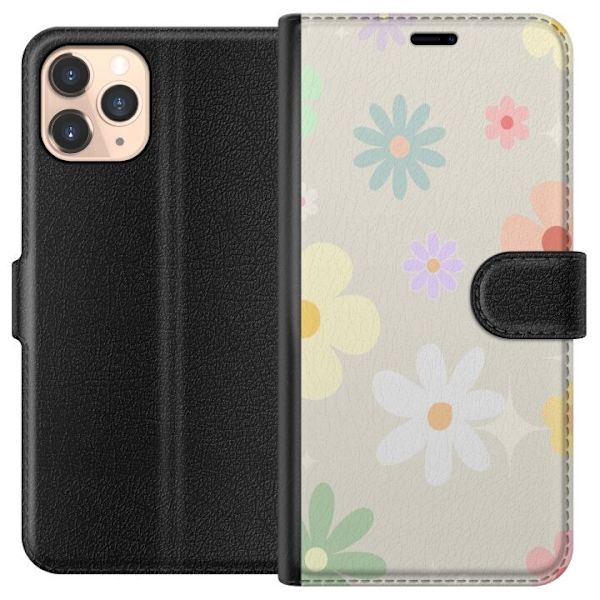 Plånboksfodral till Apple iPhone 11 Pro med fejdande blommor