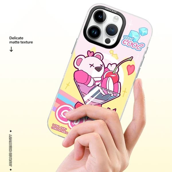 JAUCASE Mobilskal till iPhone 16 Pro Max MagSafe - Cool Bear Rosa