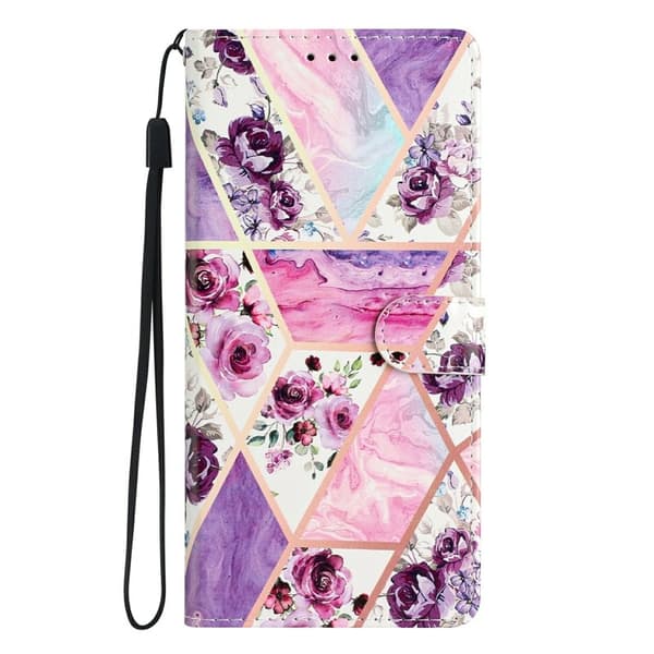 Samsung Galaxy S26 Edge Plånboksfodral Konstläder Ställ Lila Blommor