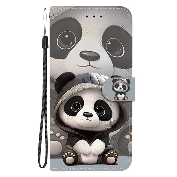 Sony Xperia 1 VII Konstläder Plånboksfodral Pattern Printing - Panda Svart