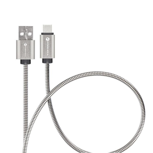 FORCELL USB-A - USB-C 66W Kabel 2m C234 QC4.0A 3A - Sølv Silver