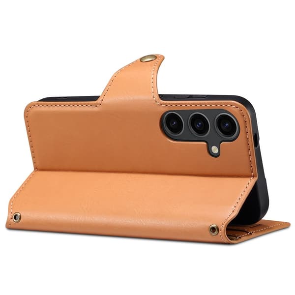 DENIOR Samsung Galaxy S24 Plus Plånboksfodral Konstläder Khaki