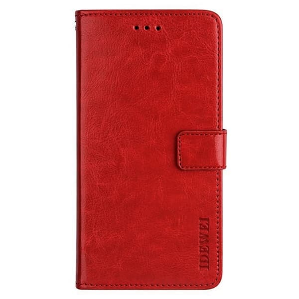 IDEWEI OnePlus 15 5G Plånboksfodral Crazy Horse Konstläder Röd