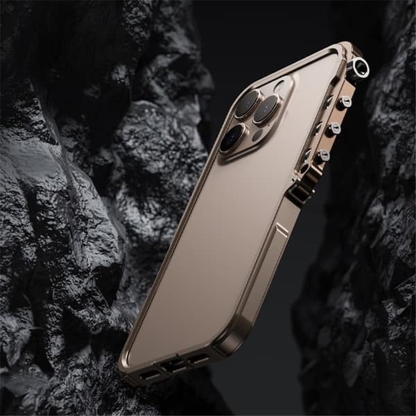 Mobilskal till iPhone 15 Pro Max Bumper Aluminum Metal Frame - Guld Guld