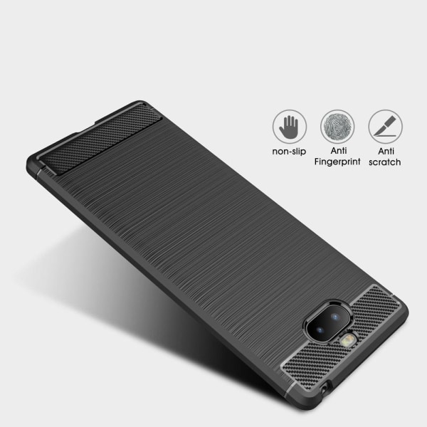 Hiiliharjattu matkapuhelinkotelo Sony Xperia 10 Plus -puhelimelle - musta Black