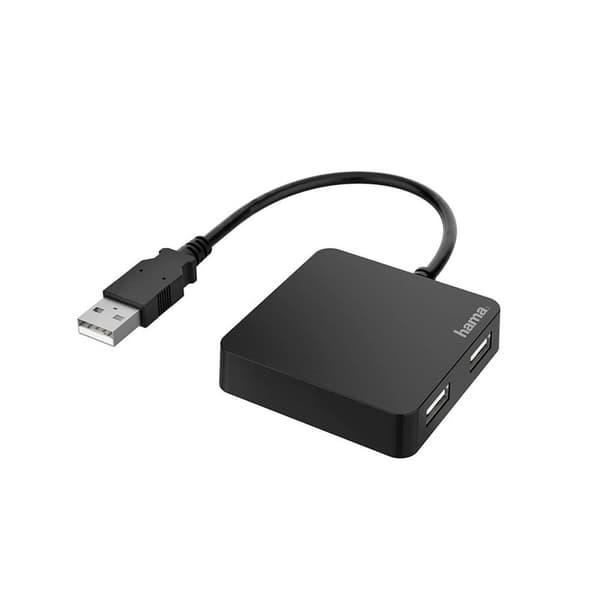 HAMA Hub USB-A 2.0 4x Port 480 Mbit/s Sort