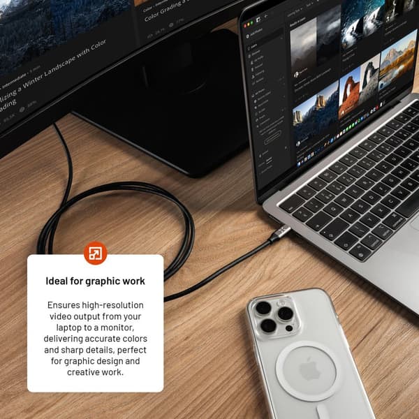 FIXED USB-C / HDMI 4K/60 Hz USB 3.1 Gen2 kabel 2m Svart