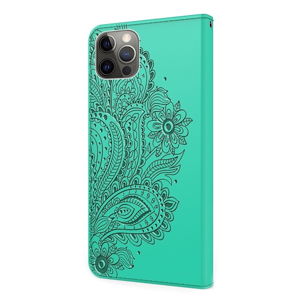 Blommor iPhone 13 Pro Max Plånboksfodral - Turkos
